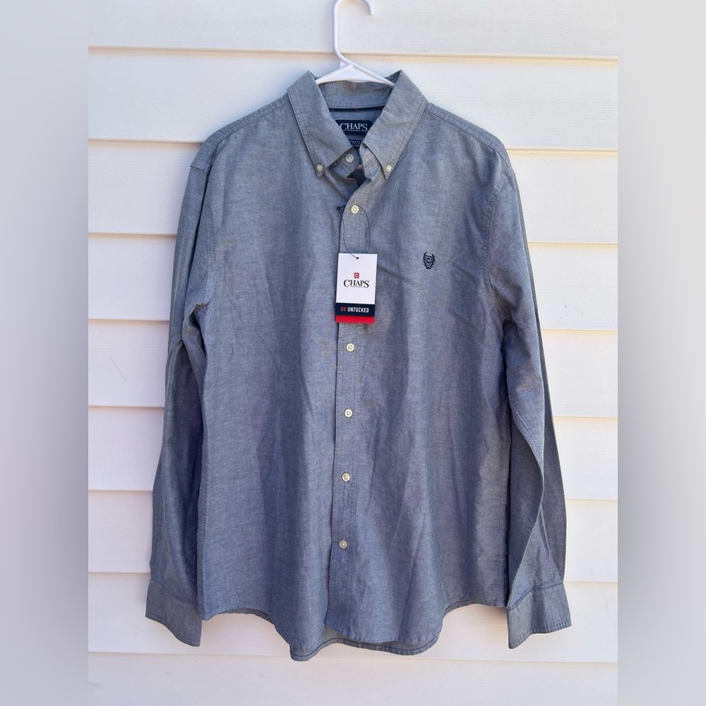 Chaps Gray Casual Button Down Shirt Relaxed Fit
